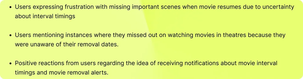 Key insights from five user interviews