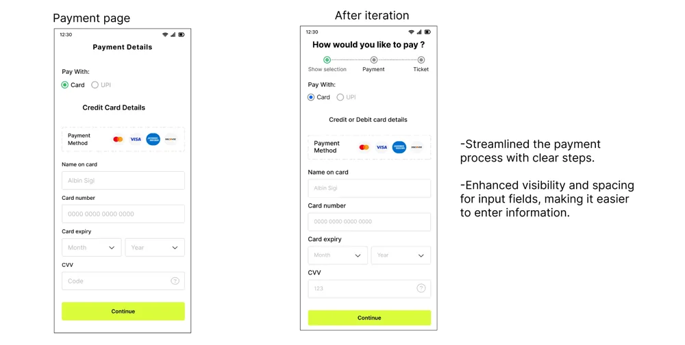 Payment before and after: a streamlined flow with clearer steps