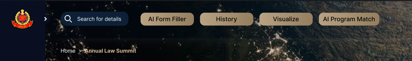 The four AI tools surfaced in the top navigation: AI Form Filler, History, Visualize and AI Program Match