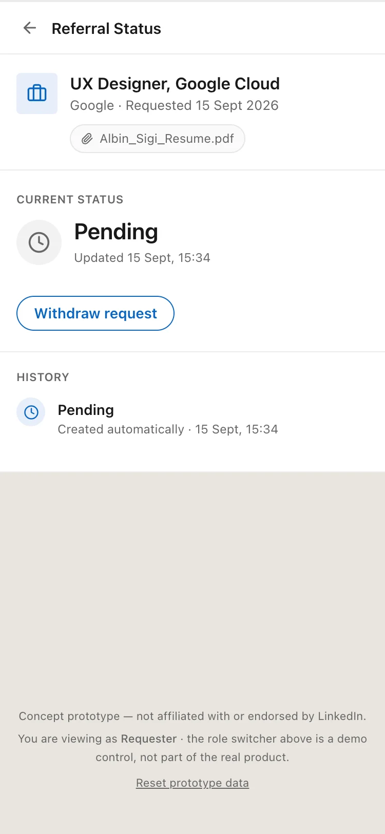 An early status screen showing only Pending and a timestamp, with no explanation